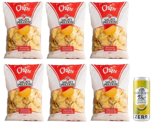 6er-Pack Salati Preziosi KartoffelChips Patatine Classiche,Klassische Chips,300g-Beutel + 1er-Pack Kostenlos San Benedetto Eistee mit Zitrone Ohne Zucker 330ml Dose von San Benedetto