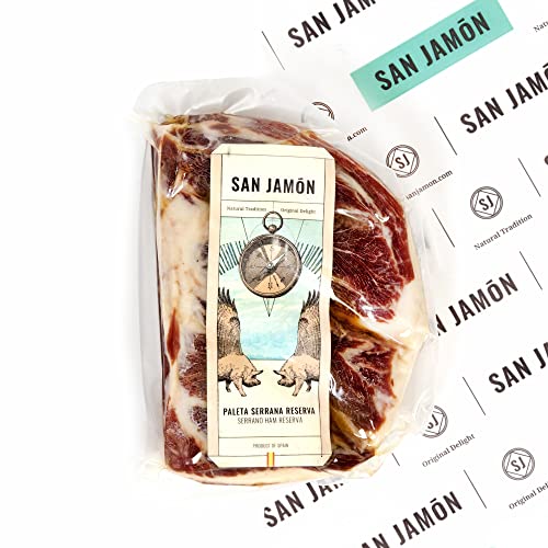 SAN JAMÓN. Entbeinte Serrano-Schinken Gran Reserva. Halbe entbeinte Serrano-Schinkenstücke von 1,1-1,3 kg, handwerklich hergestellt und 10-12 Monate gereift. von SAN JAMÓN