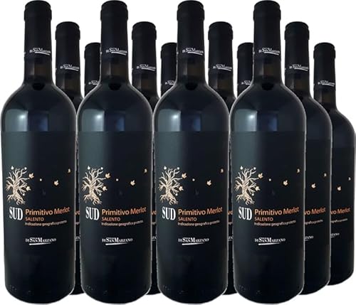 San Marzano Vini 12er Vorteilspaket Primitivo Merlot SUD Salento IGT 2022 (12 x 0.75 l) von San Marzano Vini