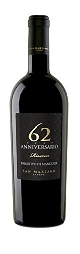 San Marzano Vini 6er Vorteilspaket 62 Anniversario Primitivo di Manduria Riserva DOC 2018 (6 x 0.75 l) von San Marzano Vini