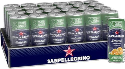 San Pellegrino Clementina Hoher Fruchtanteil 14% an Mandarinen Orangen und Clementinen Ideal für unterwegs 24er Pack (24 x 0,33l) Einweg Dosen von Sanpellegrino