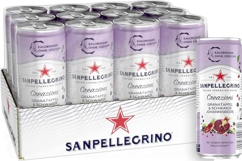 San Pellegrino Creazioni Granatapfel & Schwarze Johannisbeere Kalorienarme Limonade 33 Kalorien pro Dose 12er Pack (12 x 330ml) Einweg-Dosen von Sanpellegrino