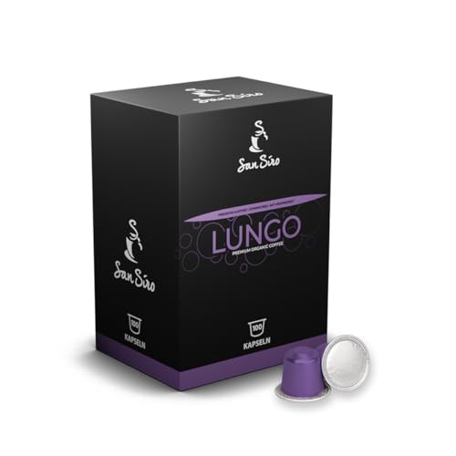 San Siro Bio Premium Kapselkaffee LUNGO - 100 Kapseln - Recyclebare Aluminium Kapseln - Vegane Kaffeekapseln für Nespresso - und SanSiro Smart Kapselmaschinen San Siro Bio Premium Kapselkaffee LUNGO - 100 Kapseln - Recyclebare Aluminium Kapseln - Vegane Kaffeekapseln für Nespresso - und SanSiro Smart Kapselmaschinen von San Siro