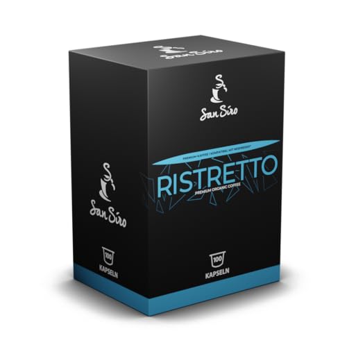 San Siro Bio Premium Kapselkaffee RISTRETTO - 100 Kapseln - Recyclebare Aluminium Kapseln - Vegane Kaffeekapseln für Nespresso - und SanSiro Smart Kapselmaschinen von San Siro