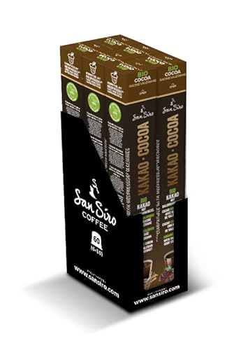 SanSiro Bio Kakao mit Baldrianwurzelextrakt | 100% Industriell kompostierbar | Umweltfreundlich | 60 Kapseln | Kakaokapseln für Nespresso®- und SanSiro® Smart Kapselmaschinen | Nachhaltige Kakaokapsel von San Siro