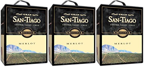 3 x SAN TIAGO MERLOT Bag in Box 3 Liter 13,5% vol. Incl. Goodie von Flensburger Handel von San-Tiago