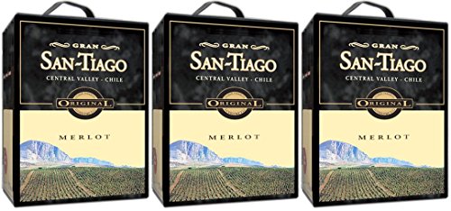 3 x SAN TIAGO MERLOT Bag in Box 3 Liter 13,5% vol. Incl. Goodie von Flensburger Handel von San-Tiago