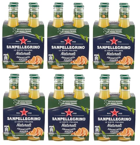 SanPellegrino 24er-Pack San Pellegrino Aranciata Amara Naturali Erfrischungsgetränk mit Bittere Orange Einweg-Glasflasche 20cl von SanPellegrino