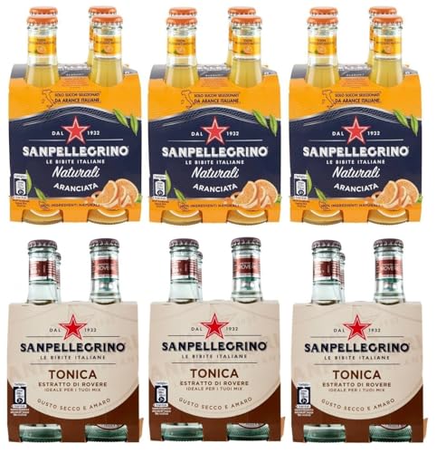 24er-Pack Testpaket San Pellegrino Aranciata Alkoholfreies Getränk mit Orange + Tonica Rovere Alkoholfreies Getränk 20cl Einweg-Glasflasche von SanPellegrino