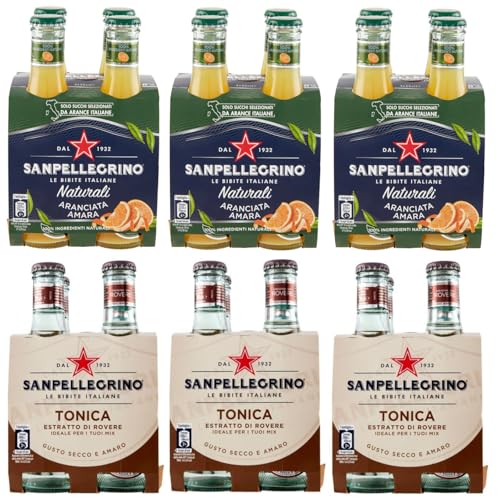 24er-Pack Testpaket San Pellegrino Aranciata Amara Alkoholfreies Getränk mit Bittere Orange + Tonica Rovere Alkoholfreies Getränk 20cl Einweg-Glasflasche von SanPellegrino