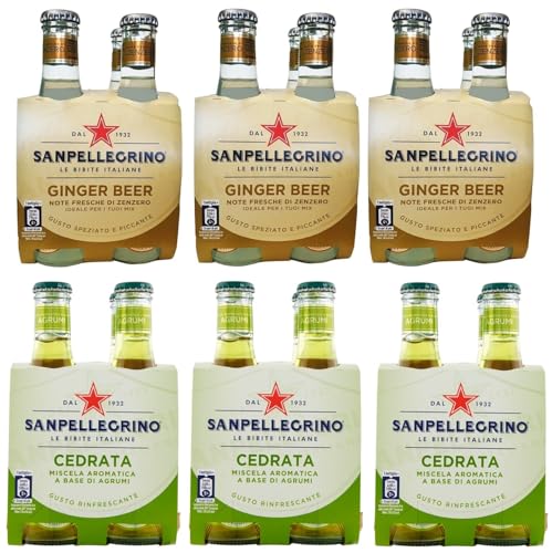 24er-Pack Testpaket San Pellegrino Cedrata Alkoholfreies Getränk + Ginger Beer Alkoholfreies Getränk mit Noten von Ingwer 20cl Einweg-Glasflasche von SanPellegrino
