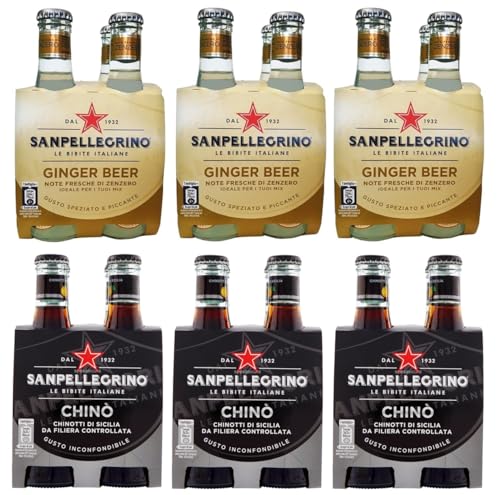 24er-Pack Testpaket San Pellegrino Chinotto Alkoholfreies Getränk + Ginger Beer Alkoholfreies Getränk mit Noten von Ingwer 20cl Einweg-Glasflasche von SanPellegrino