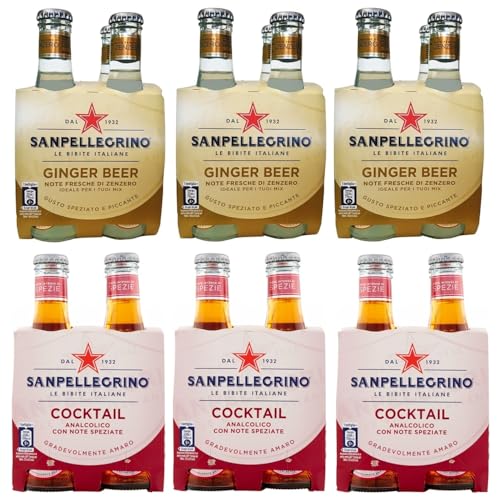 24er-Pack Testpaket San Pellegrino Cocktail Alkoholfreies Getränk + Ginger Beer Alkoholfreies Getränk mit Noten von Ingwer 20cl Einweg-Glasflasche von SanPellegrino