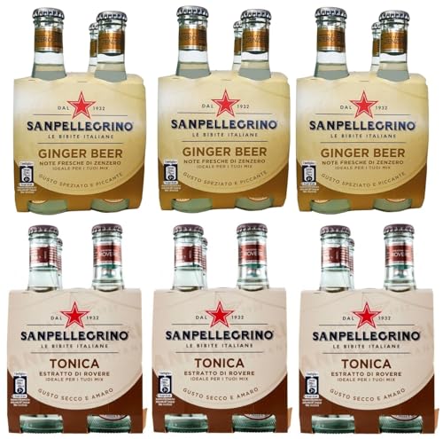 24er-Pack Testpaket San Pellegrino Ginger Beer Alkoholfreies Getränk mit Noten von Ingwer + Tonica Rovere Alkoholfreies Getränk 20cl Einweg-Glasflasche von SanPellegrino