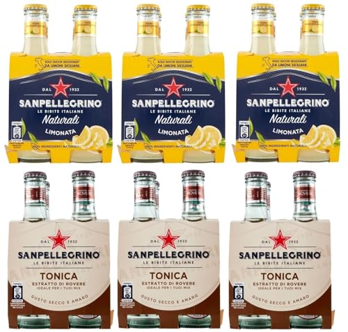 24er-Pack Testpaket San Pellegrino Limonata Alkoholfreies Getränk mit Zitronensäfte + Tonica Rovere Alkoholfreies Getränk 20cl Einweg-Glasflasche von SanPellegrino