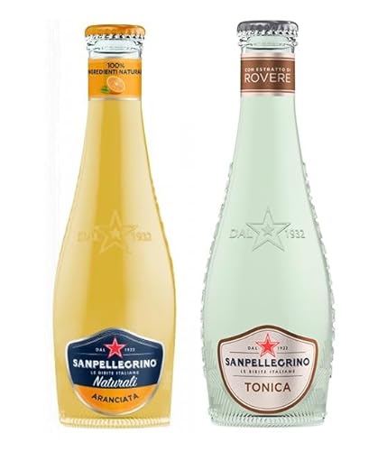48er-Pack Testpaket San Pellegrino Aranciata Alkoholfreies Getränk mit Orange + Tonica Rovere Alkoholfreies Getränk 20cl Einweg-Glasflasche von SanPellegrino