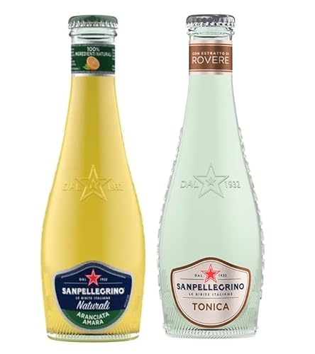 48er-Pack Testpaket San Pellegrino Aranciata Amara Alkoholfreies Getränk mit Bittere Orange + Tonica Rovere Alkoholfreies Getränk 20cl Einweg-Glasflasche von SanPellegrino