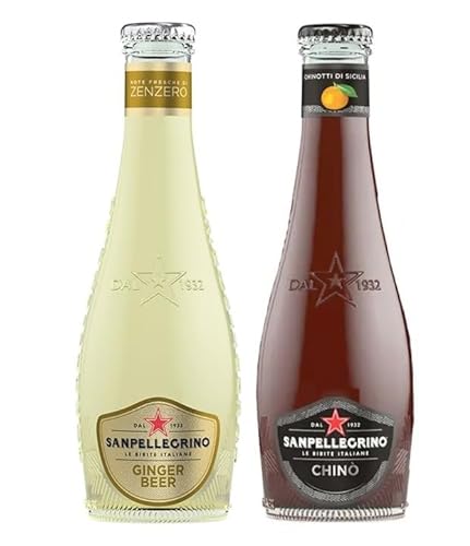 48er-Pack Testpaket San Pellegrino Chinotto Alkoholfreies Getränk + Ginger Beer Alkoholfreies Getränk mit Noten von Ingwer 20cl Einweg-Glasflasche von SanPellegrino