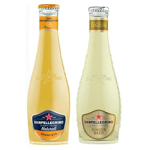 48er-Pack Testpaket San Pellegrino Ginger Beer Alkoholfreies Getränk mit Noten von Ingwer + Aranciata mit Orangensaft Alkoholfreies Getränk 20cl Einweg-Glasflasche von SanPellegrino