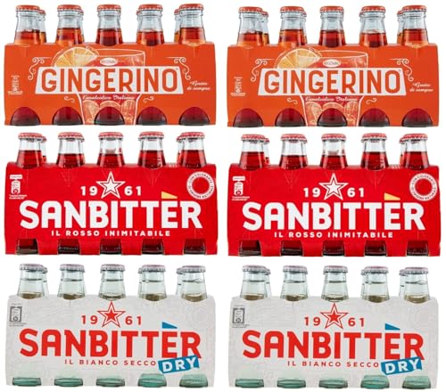 60er-Pack Testpaket San Bitter Dry Weiß + Gingerino Recoaro + San Bitter Rosso Erfrischendes alkoholfreies Getränk,Italienischer Aperitif,10cl Einweg-Glasflasche 60er-Pack Testpaket San Bitter Dry Weiß + Gingerino Recoaro + San Bitter Rosso Erfrischendes alkoholfreies Getränk,Italienischer Aperitif,10cl Einweg-Glasflasche von San Pellegrino