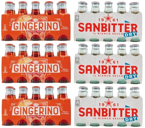 60er-Pack Testpaket San Bitter Dry Weiß + Gingerino Recoaro Erfrischendes alkoholfreies Getränk,Italienischer Aperitif,10cl Einweg-Glasflasche 60er-Pack Testpaket San Bitter Dry Weiß + Gingerino Recoaro Erfrischendes alkoholfreies Getränk,Italienischer Aperitif,10cl Einweg-Glasflasche von San Pellegrino