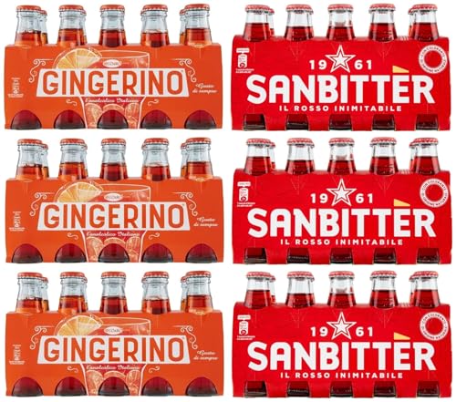 60er-Pack Testpaket San Bitter Rosso + Gingerino Recoaro Erfrischendes alkoholfreies Getränk,Italienischer Aperitif,Ginger 10cl Einweg-Glasflasche 60er-Pack Testpaket San Bitter Rosso + Gingerino Recoaro Erfrischendes alkoholfreies Getränk,Italienischer Aperitif,Ginger 10cl Einweg-Glasflasche von San Pellegrino