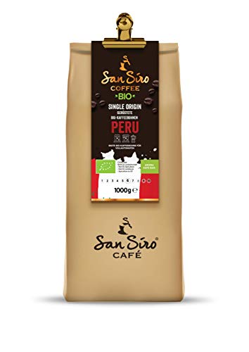 SanSiro BIO Single Origin Kaffeebohnen | 1 Kg PERU Bohnenkaffee | Länderkaffee | Ganze Bohnen | Für Kaffeevollautomat | Nachhaltig und Umweltfreundlich von SanSiro
