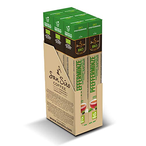 SanSiro Bio Tee PFEFFERMINZ | 100% industriell kompostierbar | 60 Kapseln | Teekapseln für Nespresso®- und SanSiro® Smart Kapselmaschinen | Nachhaltige Teekapseln von SanSiro
