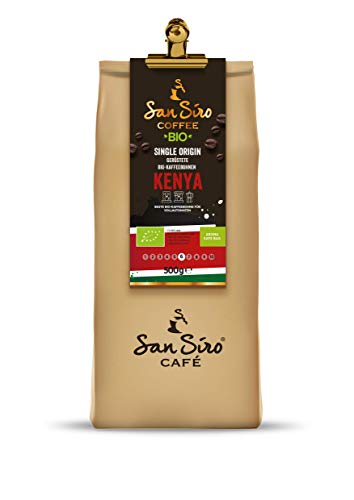 SanSiro BIO Single Origin Kaffeebohnen | 500 g KENYA Bohnenkaffee | Länderkaffee | Ganze Bohnen | Für Kaffeevollautomat | Nachhaltig und Umweltfreundlich von SanSiro