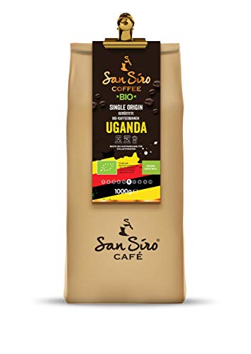 SanSiro BIO Single Origin Kaffeebohnen | 1 Kg UGANDA Bohnenkaffee | Länderkaffee | Ganze Bohnen | Für Kaffeevollautomat | Nachhaltig und Umweltfreundlich von SanSiro
