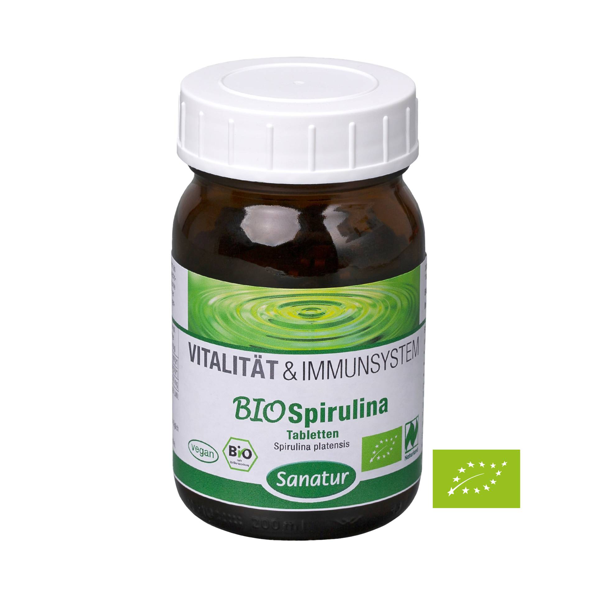 BIO Spirulina 250 Tabletten in Bioqualität - 100% Spirulina ohne jegliche Zusatzstoffe - Vegan - Sanatur von Sanatur