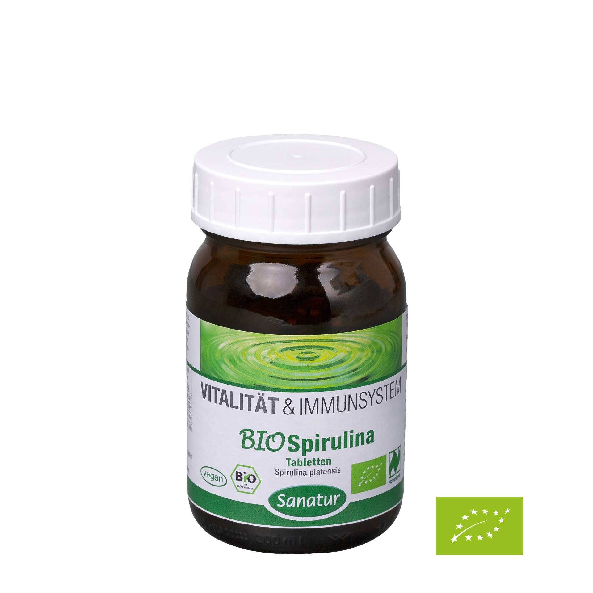 BIO Spirulina 500 Tabletten in Bioqualität 100% Spirulina ohne jegliche Zusatzstoffe - Vegan - Sanatur von Sanatur