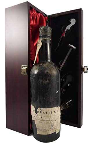 Sandeman Coronation Vintage Port 1911 in einer mit Seide ausgestatetten Geschenkbox. Da zu vier Wein Zubehör, Korkenzieher, Giesser, Kapselabschneider,Weinthermometer, 1 x 750ml von Sandeman