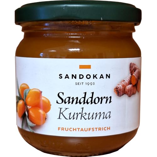 Sandokan | Fruchtaufstrich Sanddorn-Kurkuma | hoher Fruchtanteil mit 64% Sanddorn | 225 g Glas Sandokan | Fruchtaufstrich Sanddorn-Kurkuma | hoher Fruchtanteil mit 64% Sanddorn | 225 g Glas von Sandokan