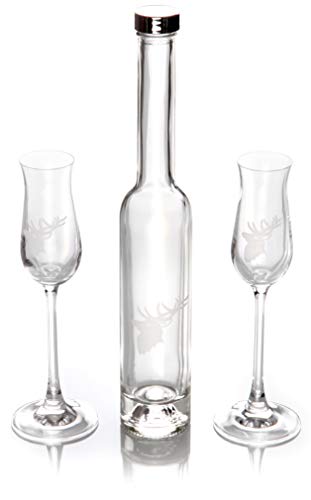 Design Schnaps- Likör- & Grappaset 3 teilig mit gravierte, Hirschkopf - Edles Geschenkset mit Gravur Design Schnaps- Likör- & Grappaset 3 teilig mit gravierte, Hirschkopf - Edles Geschenkset mit Gravur von Gravuren Feller