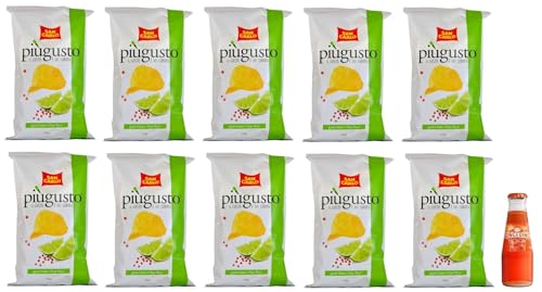 10er-Pack San Carlo Più Gusto Lime e Pepe Rosa Patatine,Limette und Rosa Pfeffer,Kartoffelchips Chips,150g Beutel + 1x Kostenlos Gingerino Recoaro Aperitivo Italiano 10cl von Sanpellegrino