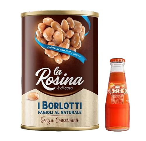 12 x La Rosina Bohnen Borlotti natürlich, Hülsenfrüchte in Dosen 400 g + 1 x Recoaro italienischer Aperitivo 10 cl gratis von Sanpellegrino