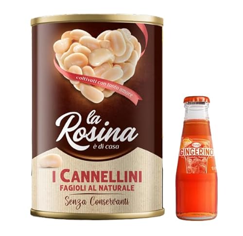 12 x La Rosina Bohnen Cannellini mit natürlichem Geschmack, Hülsenfrüchte in Dosen 400 g + 1 x Recoaro italienischer Aperitivo 10 cl gratis von Sanpellegrino