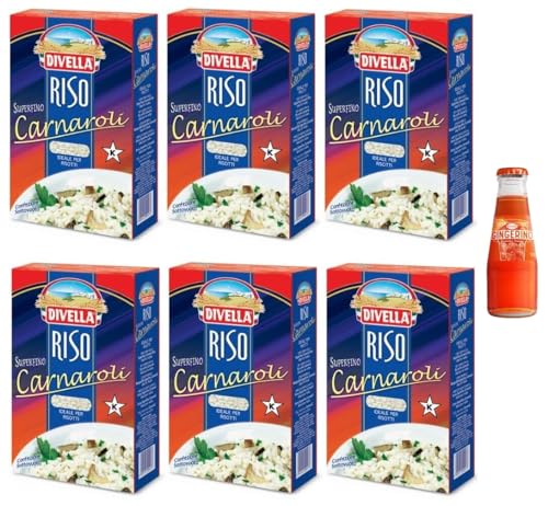 Sanpellegrino 6 Divella Reis Carnaroli, Reis superfein, ideal für Risotto, Vakuumverpackung 1 kg + 1 x Recoaro Aperitivo Italiano 10 cl gratis von Sanpellegrino