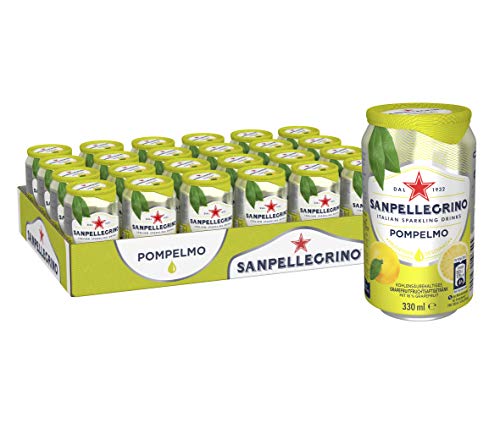 Sanpellegrino | Grapefruit Limonade | Pompelmo | Hoher Fruchtanteil 16% frisch gepresster Grapefruit | Leicht herbe Geschmacksnote | Ideal für unterwegs | 24er Pack (24 x 0,33l) Einweg Dosen von Sanpellegrino