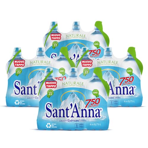 Wasser Sant'Anna Pack 0,75 l natürliche Sportflasche | 24 Flaschen | Natürliches mineralisiertes Mineralwasser | 100% recycelbare Plastikflaschen Wasser Sant'Anna Pack 0,75 l natürliche Sportflasche | 24 Flaschen | Natürliches mineralisiertes Mineralwasser | 100% recycelbare Plastikflaschen von Sant'Anna