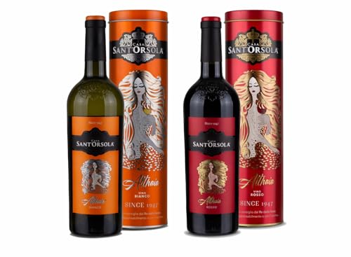 Sant'Orsola Althaia Rotwein- und WeiÃŸwein-Geschenkbox in recycelbarer Aluminiumdose + Kreide 2 x 750 ml von Sant'Orsola