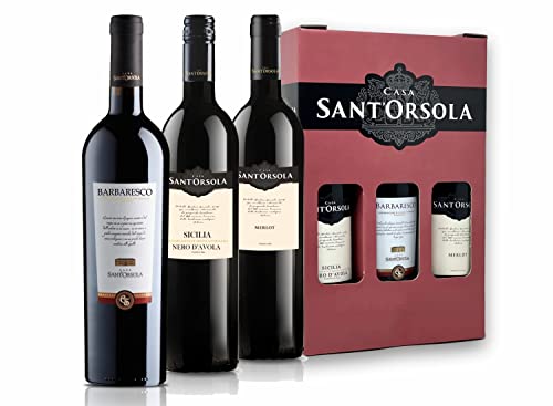 Sant'Orsola Barbaresco DOCG + Nero d'Avola DOC + Merlot Italien Rotwein Geschenkbox (3 x 0.75 l) von Sant'Orsola