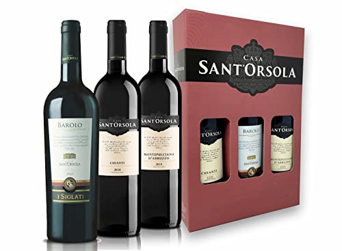 Sant'Orsola Barolo DOCG + Chianti DOCG + Montepulciano DOC d'Abruzzo Italien Rotwein Geschenkbox (3 x 0.75 l) von Sant'Orsola
