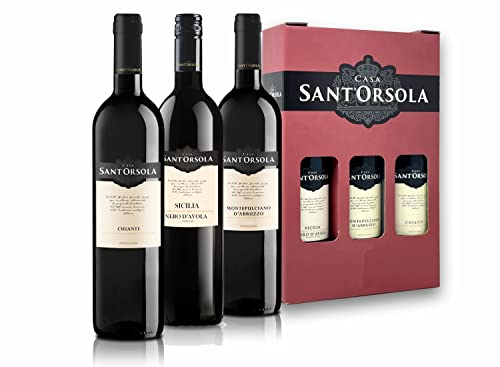Sant'Orsola Chianti DOCG + Montepulciano DOC d'Abruzzo + Nero d'Avola DOC Italien Rotwein Geschenkbox (3 x 0.75 l) von Sant'Orsola