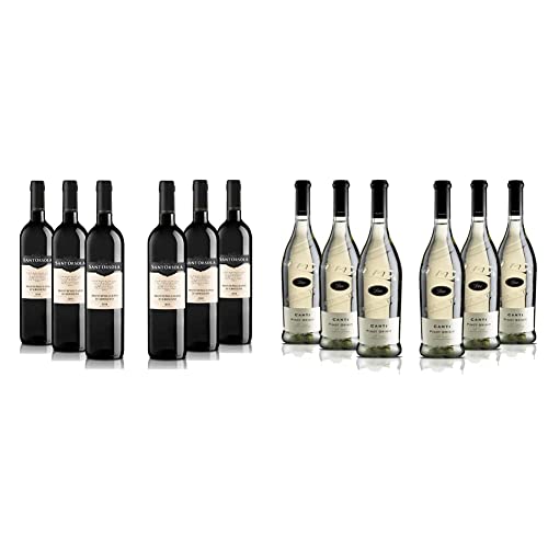 Sant'Orsola Montepulciano DOC Abruzzo -Rotwein - Italien Wein (6 x 0.75 l) & Canti Pinot Grigio Delle Venezie D.O.C. Weißwein 6 Flaschen Pinot Grigio trocken (6 x 0.75 l) von Sant'Orsola
