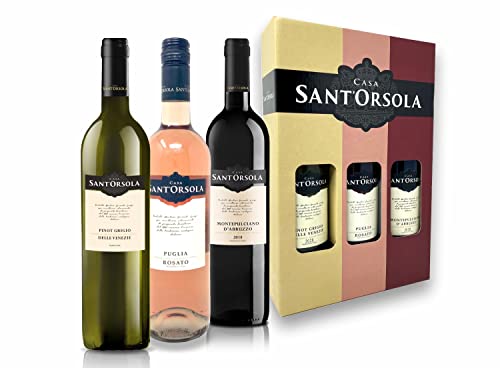 Sant'Orsola Pinot Grigio D.O.C. delle Venezie + Puglia I.G.T. Rosato + Montepulciano D.O.C. Abruzzo in Geschenkbox (3 x 0.75 l) von Sant'Orsola