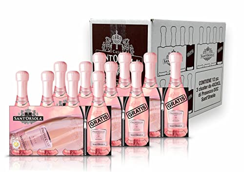 Sant'Orsola Prosecco D.O.C. Rosè Millesimato - trocken - Schaumwein Italien Rosewein 9 kleine Flaschen + 3 Flaschen KOSTENLOS (12 x 0.2 l) von Sant'Orsola