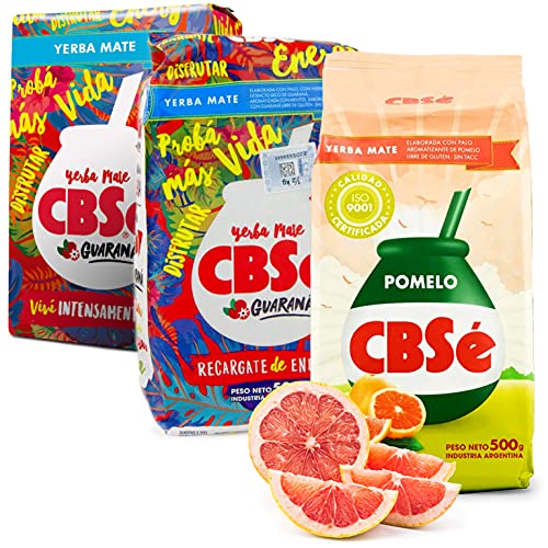 Yerba Mate Tee Set: CBSe Guarana 1 kg + CBSe Pomelo 0.5 kg | Mate Tee aus Argentinien | Detox und Energie Getränk von Santa Ana (CBSé), Yerbee