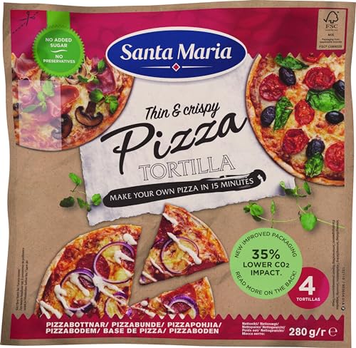 Santa Maria Pizza Tortilla | 14 x 280g | Dünn & Knusprig | Ideal für kreative Pizza-Kreationen und Kindergeburtstage von Santa Maria